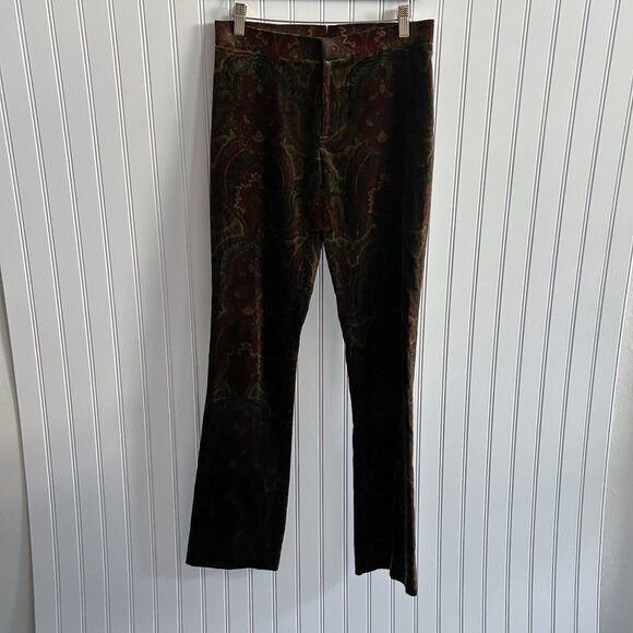 Vintage Y2K Ralph Lauren Black Label Paisley Print Low Rise Bootcut Trouser Pant - Picture 1 of 5